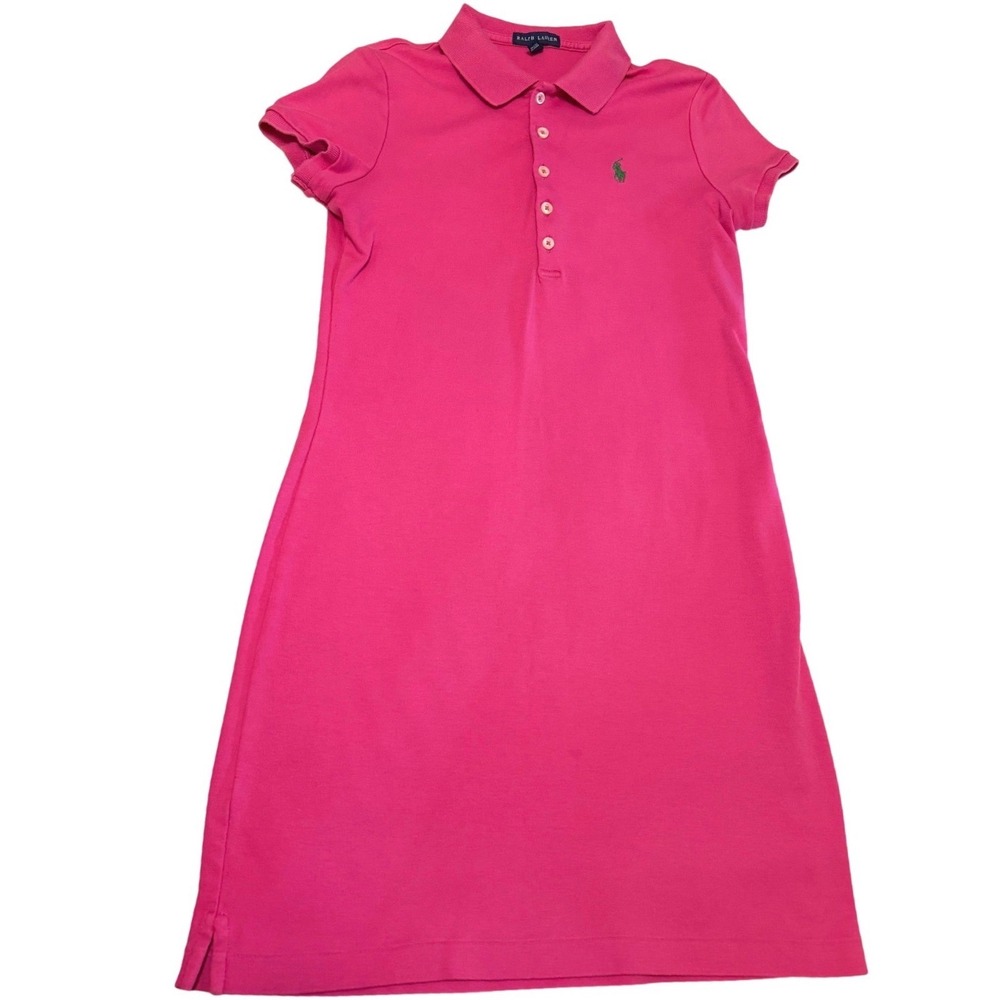 Ralph Lauren Womens Pink Cotton Pique Short Sleeve Polo Dress Size S P